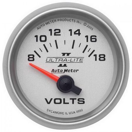 AUTO METER 2-1/16IN VOLTMETER, 8-18V SSE, ULTRA-LITE II 4992